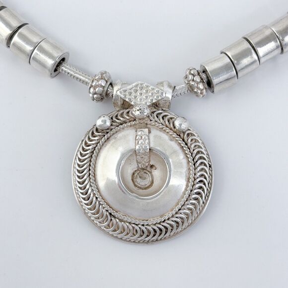 Vintage Sterling Silver 925 110.9 Gram Statement Necklace Intricate Design 17" - Picture 6 of 8